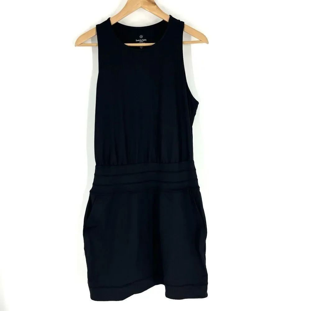 Sweaty Betty Gaia Yoga Tank Dress Size Small Black Athleisure Performance Mini